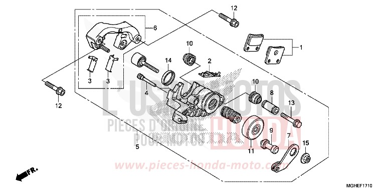 PARKING BRAKE CALIPER for VFR1200X Dual Clutch MAT PEARL GLARE WHITE (NHB54) from 2014